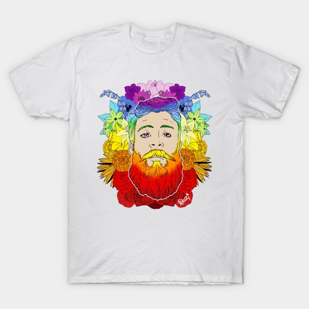 Bearded Floral Pride T-Shirt by RobskiArt